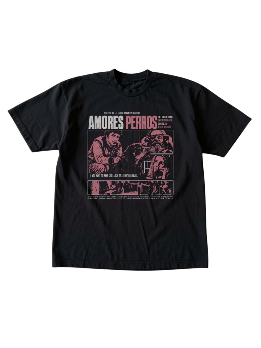 Amores Perros Movie Poster Black Cult Film Graphic T-Shirt